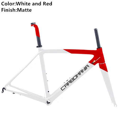 White and Red Matte Карбоновая рама для дорожного велосипеда, Ультралегкая 980g 700c, рама для дорожного велосипеда Di2, механическая рама для дорожного велосипеда, велосипедная Рама в комплекте, BSA 68 мм V тормоз - Цвет: White and Red Matte