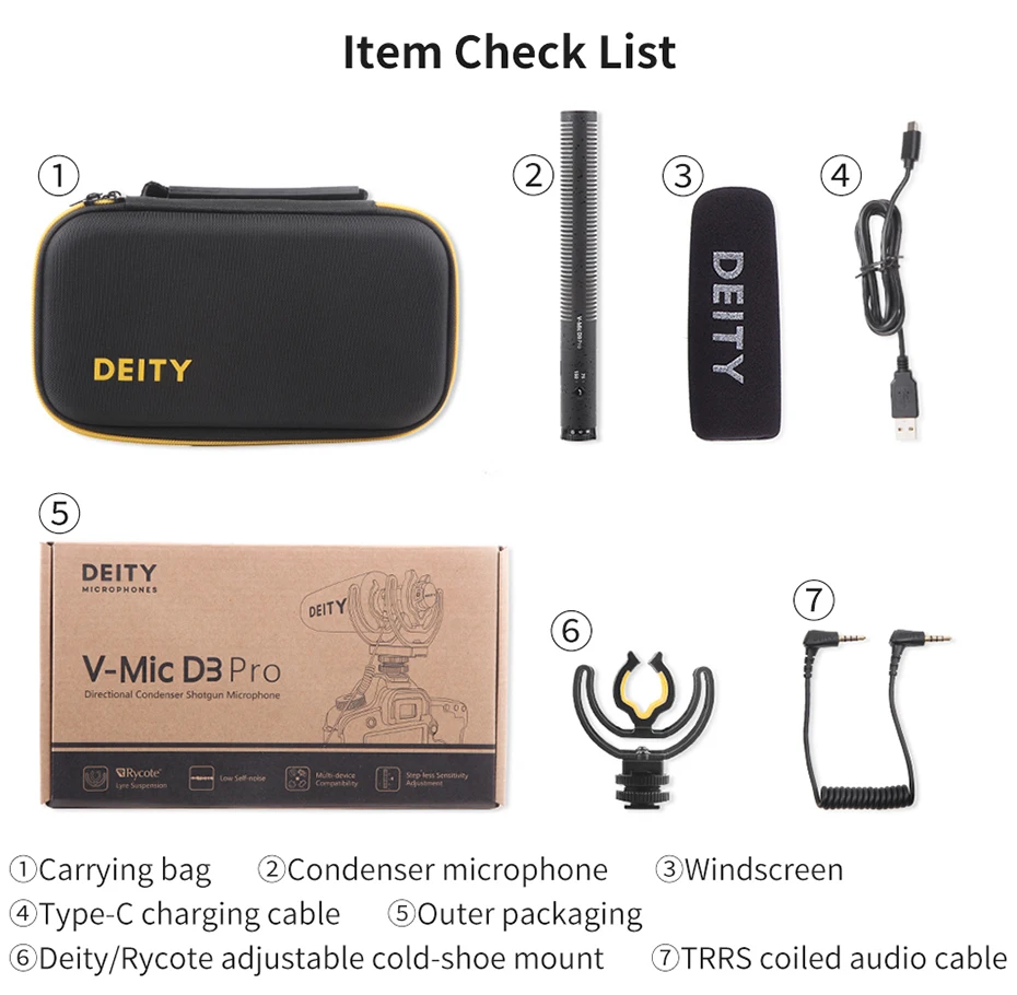 Deity V-Mic D3 Pro видео Студийный микрофон супер-кардиоидный Полярный узор Vlogging Конденсатор Запись микрофон для DSLR