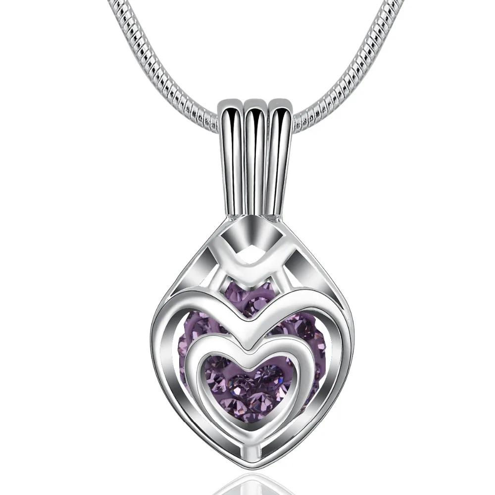 

Eudora Heart to Heart Cage Pendant Necklace with Crystal Necklace for Women Girls Fashion Jewelry Anniversary Gift High Quality