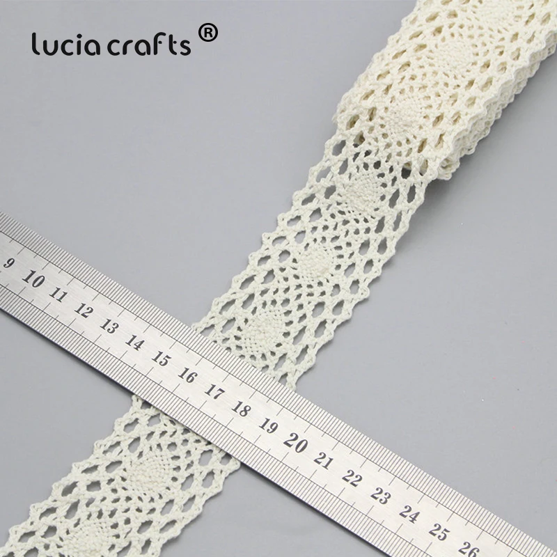 Lucia crafts 2y/6y отделка слоновой кости Хлопок крючком кружева ленты одежда швейная ткань материал DIY аксессуары ручной работы N0105