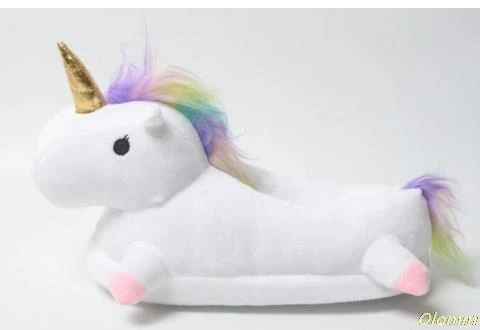 Милые зимние домашние тапочки; Chausson Licorne; белая обувь; женские тапочки с единорогом; pantuflas unicornio pantoufle femme - Цвет: white