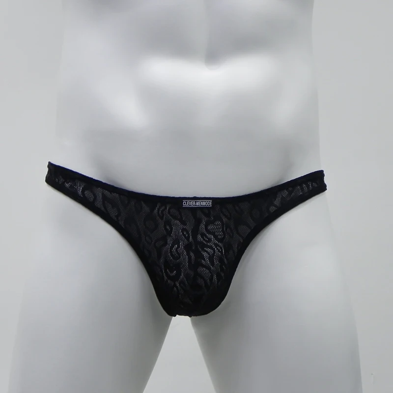 

New Sexy Men's Underwear Lace Briefs Transparent Breathable Low Waist Pants Man T-back Male cuecas Calzoncillos Hombre
