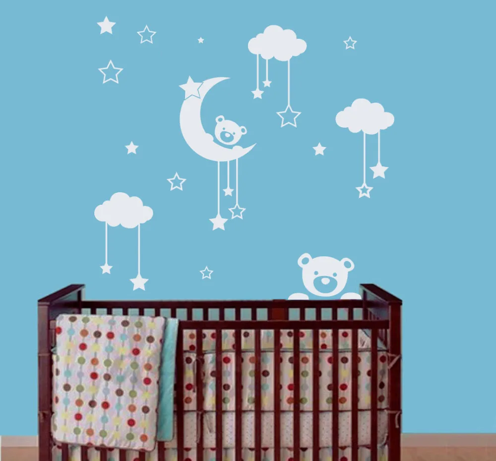Виниловая наклейка на стену для детской комнаты спальни мишки Луны|stickers for toy