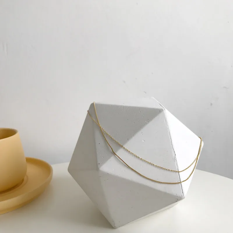 925 Стерлинговое Серебро Золото Цвет ключицы чокер колье короткий двойной слой