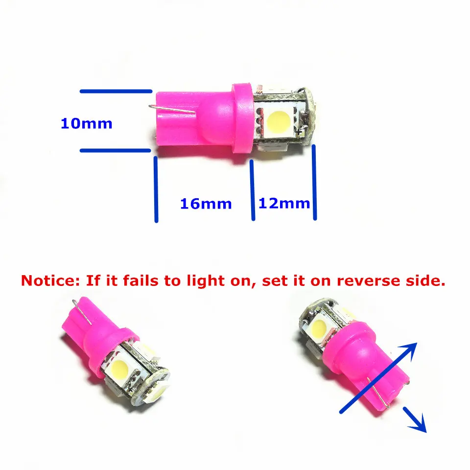 Светодиодная лампа для автомобиля 24 В фиолетового цвета T10(5*5050 SMD)W5W W2.1X9.5d сигнала