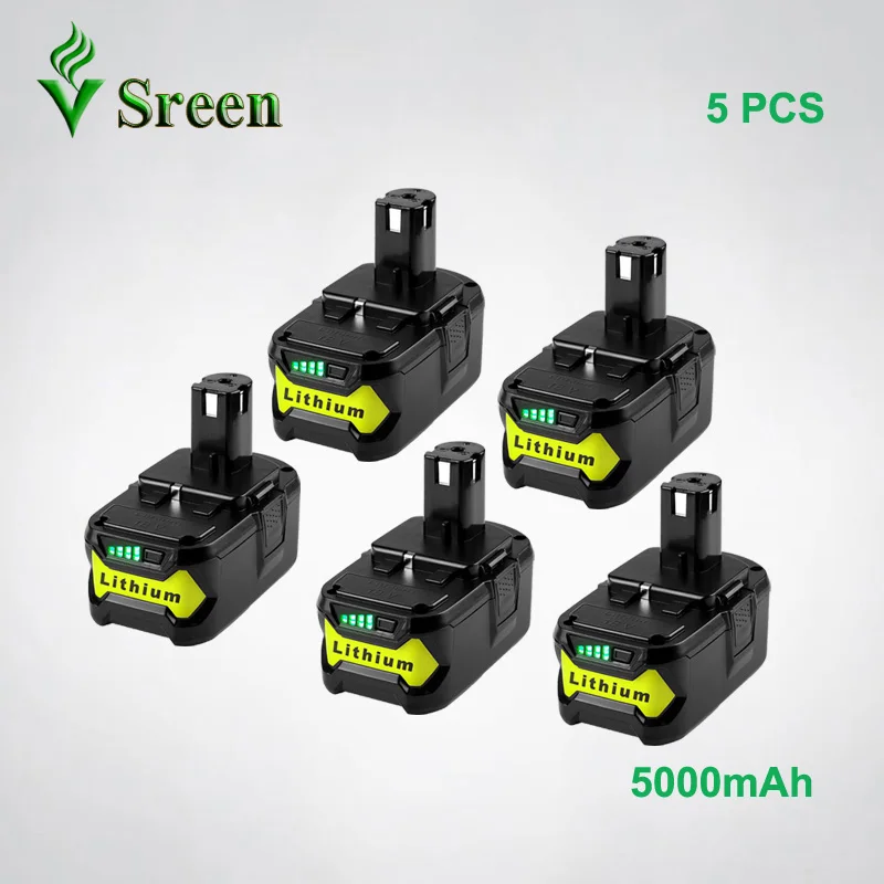 5 шт. 5000 мАч Замена Батарея для Ryobi P108 P107 P104 RB18L40 Перезаряжаемые Pack 18 В литий ионный
