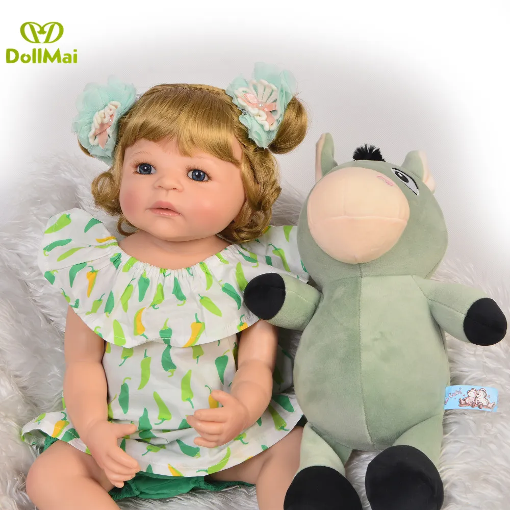 

Reborn Bebe Menina Real cute full vinyl silicone reborn baby girl dolls toys for children gift 22inch 55cm newborn doll reborn