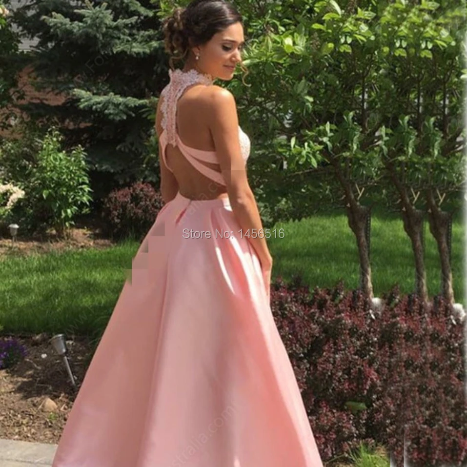 Vestidos de Graduacion, кружевное атласное платье с высоким воротом, 2 предмета, платья для выпускного вечера, длина до пола, с карманами, торжественное платье для женщин