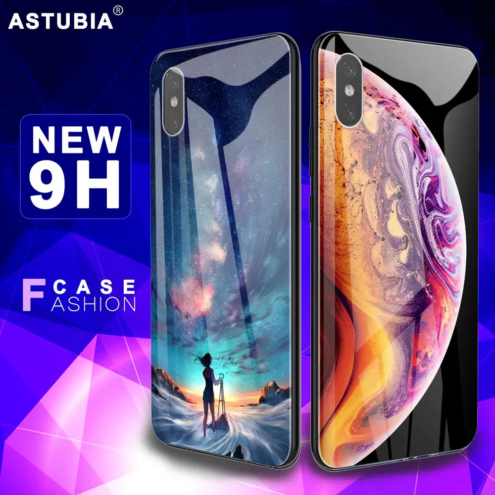 Чехол для iPhone 7 из закаленного стекла чехлы XS XR Max силиконовый чехол со звездами 6 S
