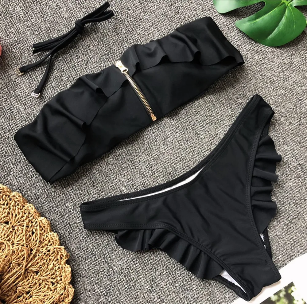 Midou Red Zipper бикини набор пуш ап стеганая одежда для купания купальник пляжная
