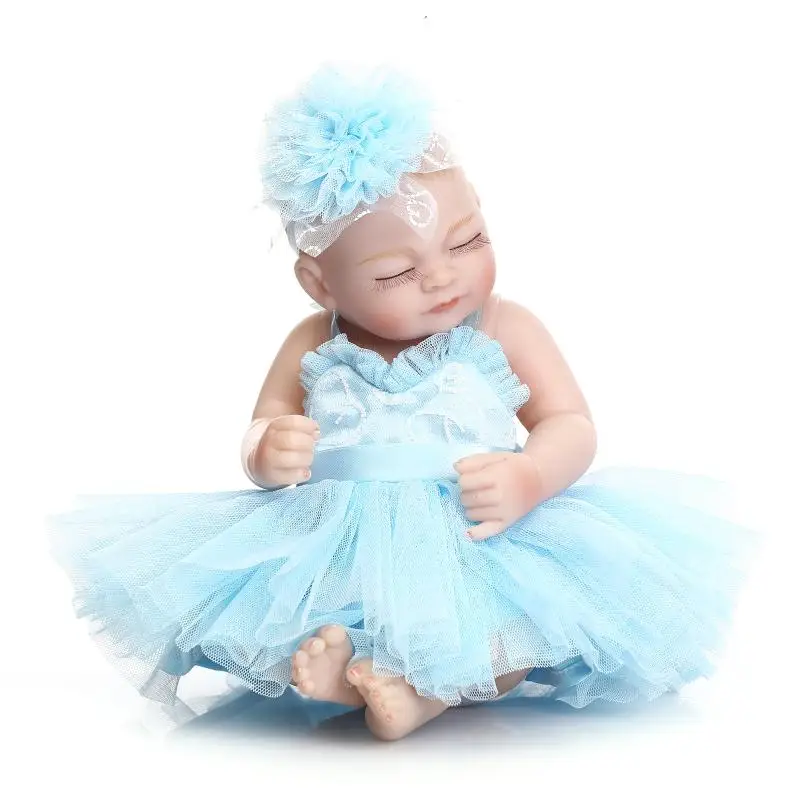 NPK 26cm Soft Vinyl newborn Reborn Babies lake blue princess puff dress Baby Dolls Toys For Children As Gift baby model | Игрушки и