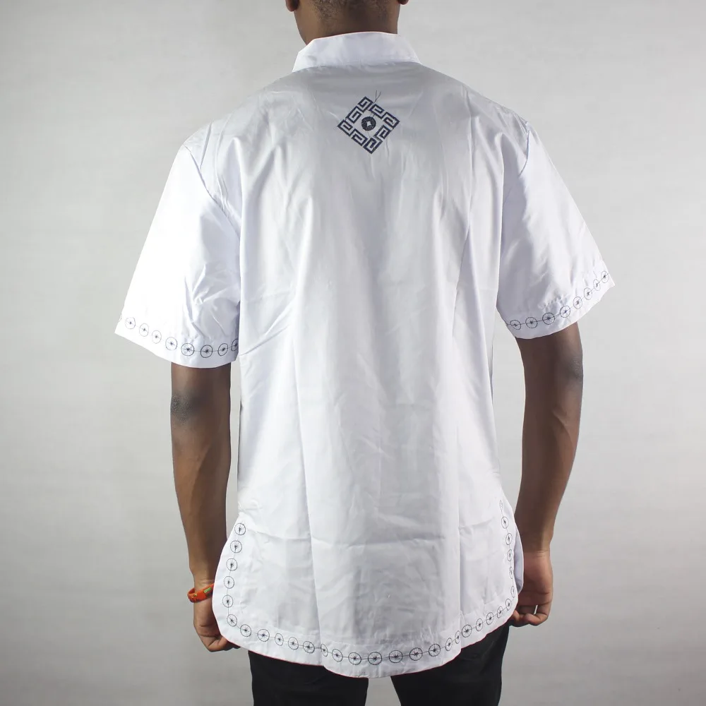 Whit с двусторонней вышивкой мужские этнические топы воротник стойка