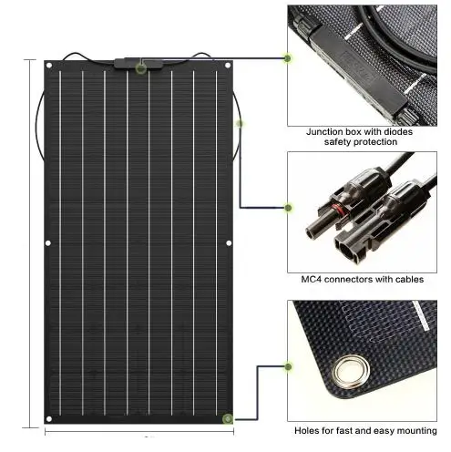 

China made Marine, camping, Caravan use high efficiency mono cell 100W flexible solar panel
