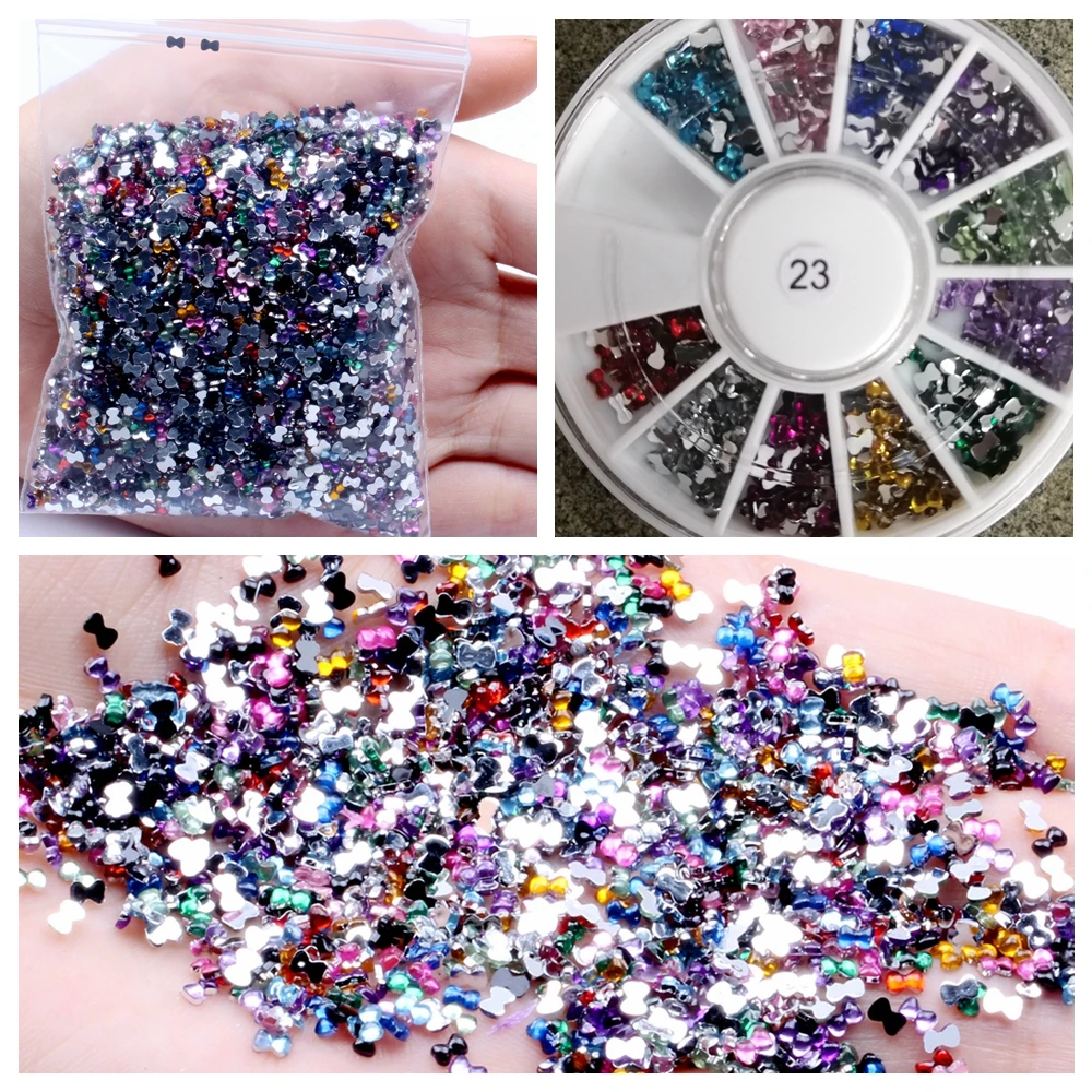 

Bowknot 30g 10000pcs Rhinestones Gems For Nail Art Decoration 3D Non HotFix Nail Art Decorations Flatback for Nail Art