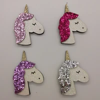 8pcslot 4x6cm shiny unicorn padded applique crafts for scrapbooking girls hair accessories bows