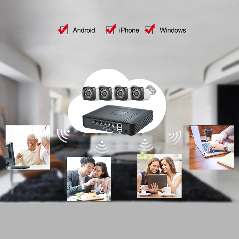 FUERS AHD CCTV HD 4MP камера 8 каналов 6в1 DVR H.265 система наблюдения наружная безопасности