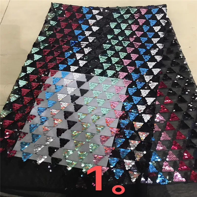 

2019 Latest African Mesh Lace High Quality French Sequins Lace Fabric Nigerian Lace Fabrics For Evening Dresses