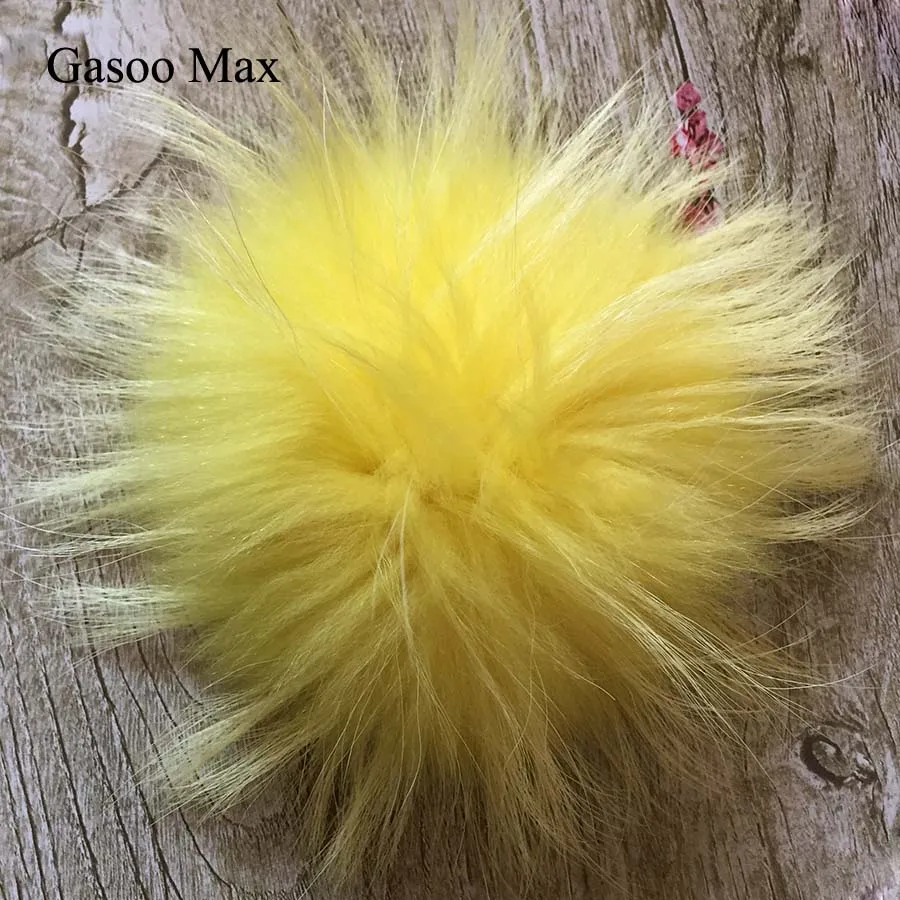 Whosale 10pcs/ lot DIY 15cm pink Raccoon Fox Fur pompoms with snap button fur balls for knitted hat cap beanies real fur pompom