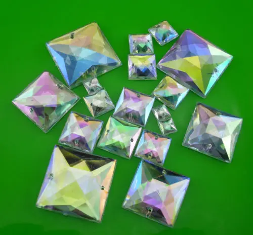 Обе концы отверстия сверху граненые квадратные AB Акриловая Смола Кристалл