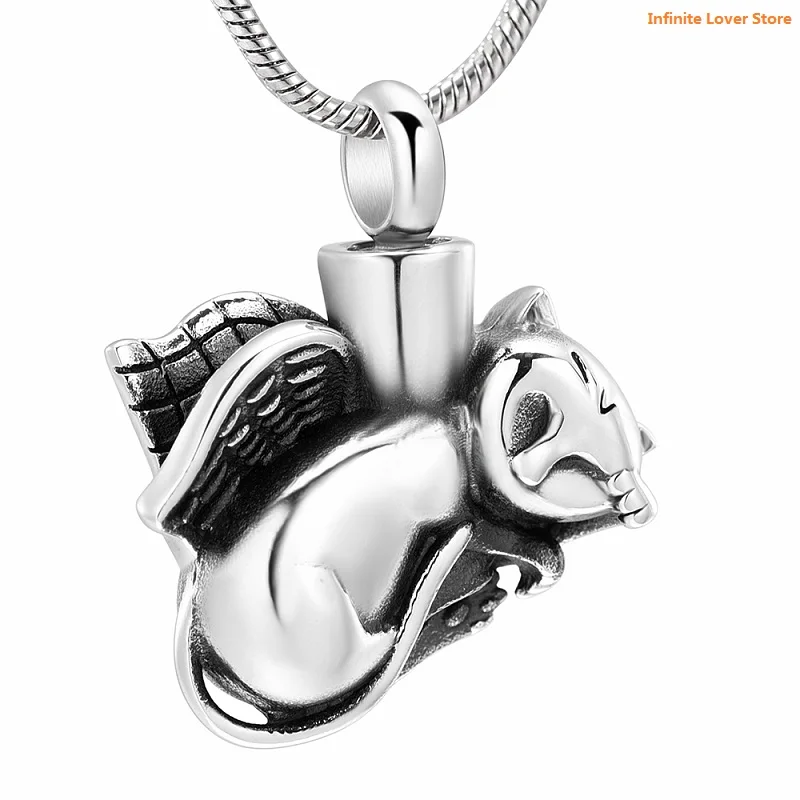 

IJD10063 Stainless Steel Cat Animal Urn Necklace For Ashes Keepsake Memorial Cremation Pendant Ash