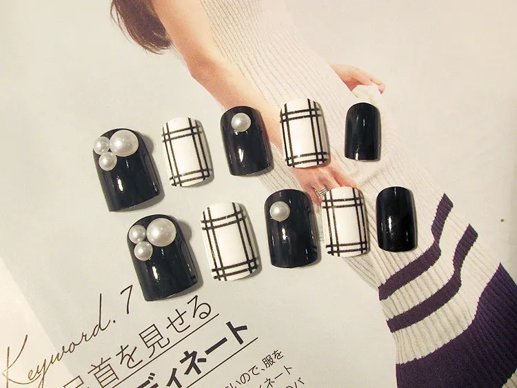 24 шт. пластырь для ногтей в черно белую клетку|product cover|production factorsart paper products |