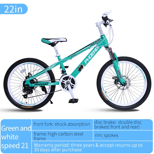 22 spoke green white Феникс велосипед 20/22 для детей, студентов, детей спицы и Интегрированные Велосипеды 21 скорость, Высокоуглеродистая Сталь, спортивный велосипед - Цвет: 22 spoke green white