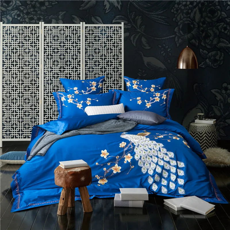 4/6 шт. Комплект постельного белья из натурального хлопка с вышивкой|bedding sets queen|bed