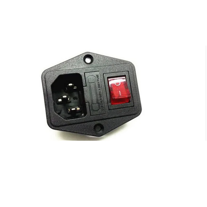 15A 250 В Выключатель питания AC 3pin AC Розетка питания с красным тройным коромыслом коммутационный штатив ножки из меди с предохранителем для 3D-принтера