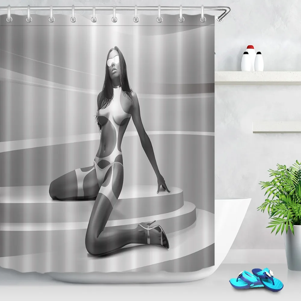 

LB African Afro Bikini Sexy Girl Lady American Shower Curtains 150*180CM with 12 Hooks Polyester Fabric for Bathroom Home Decor