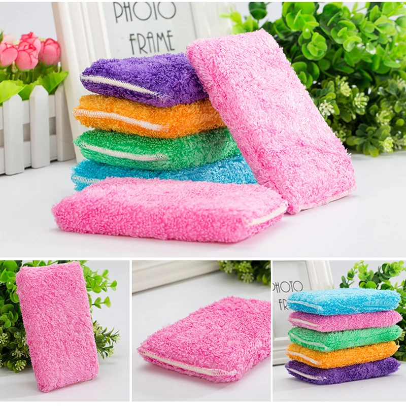 

12pcs ANTI-GREASY bamboo fiber wrap sponge washing dish foam,magic multi-function wipping/cleaning rags