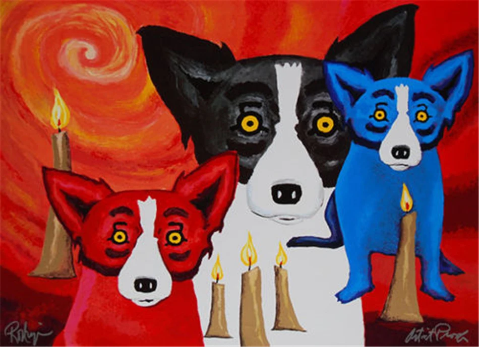 Animal Color Dog HD Canvas Print Painting Artwork Modern Home Wall Decor Art Picture on Prints #14 | Дом и сад