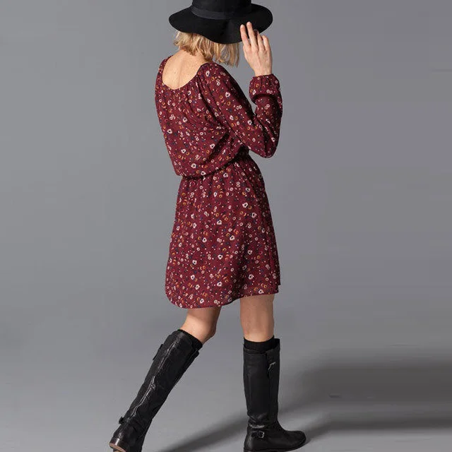 Новое поступление женщин шифоновое платье элегантный цветочный принт с длинным