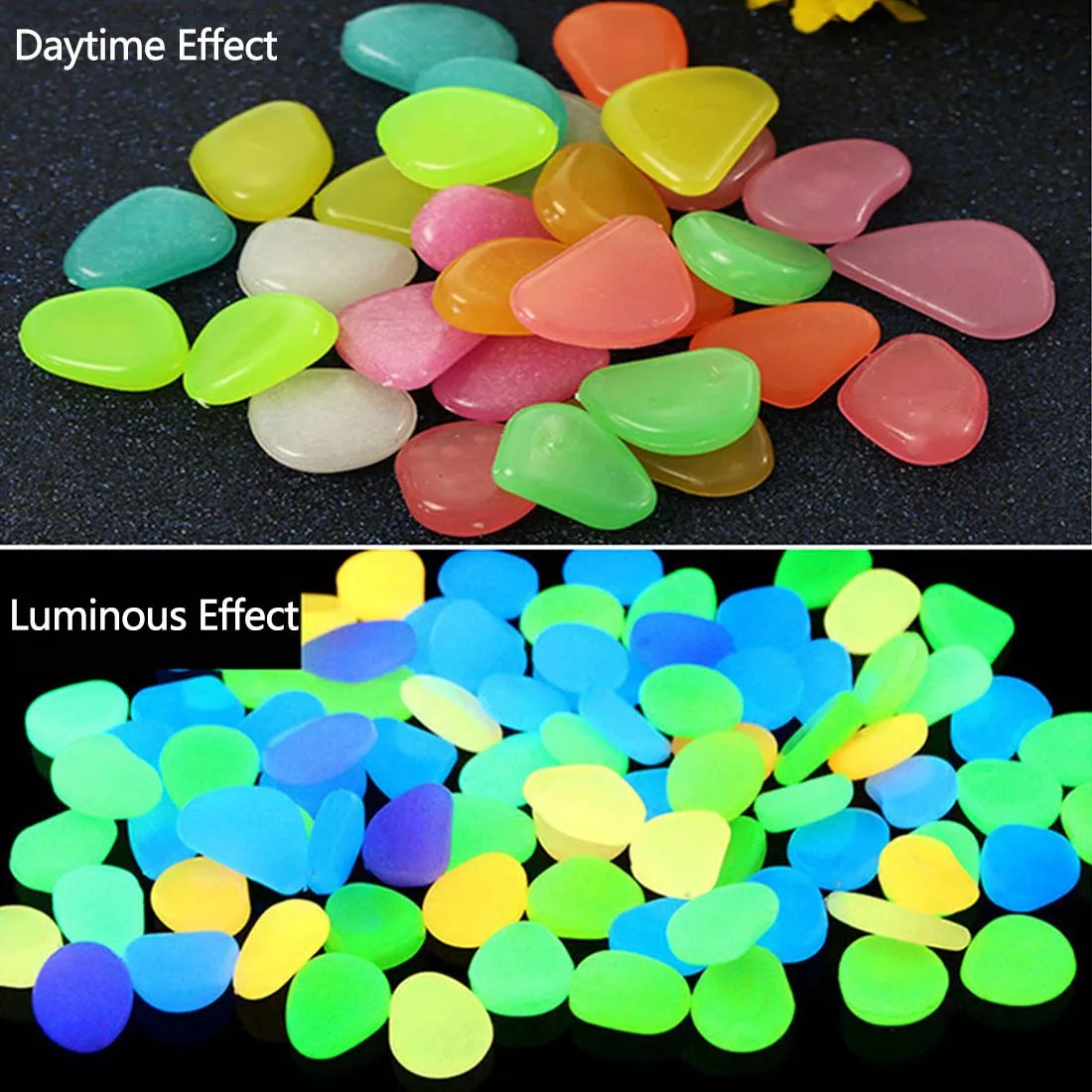 

2021 New 10pcs/lot Creative Garden Ornaments Glow Stone Luminous In the Dark Garden Road Fish Tank Decorations