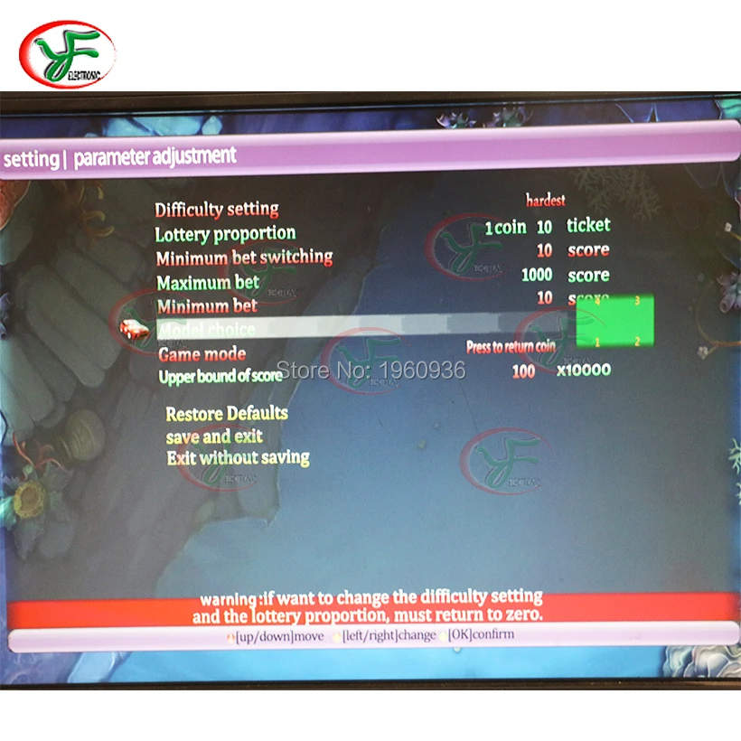 

6 players fishing game board fshing hunter English setting system display for Casino game machine