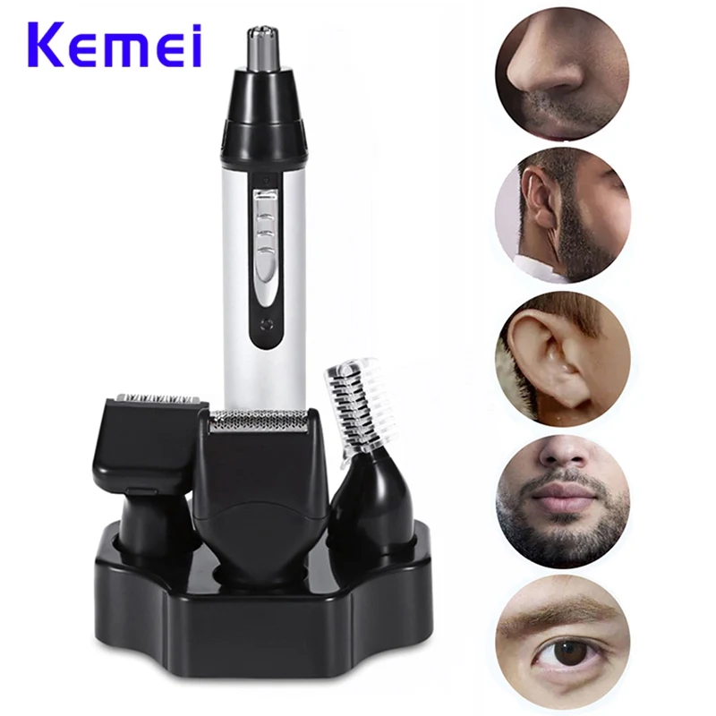Kemei KM 6650 4 в 1 триммер для носа и ушей моющаяся перезаряжаемая электробритва уход