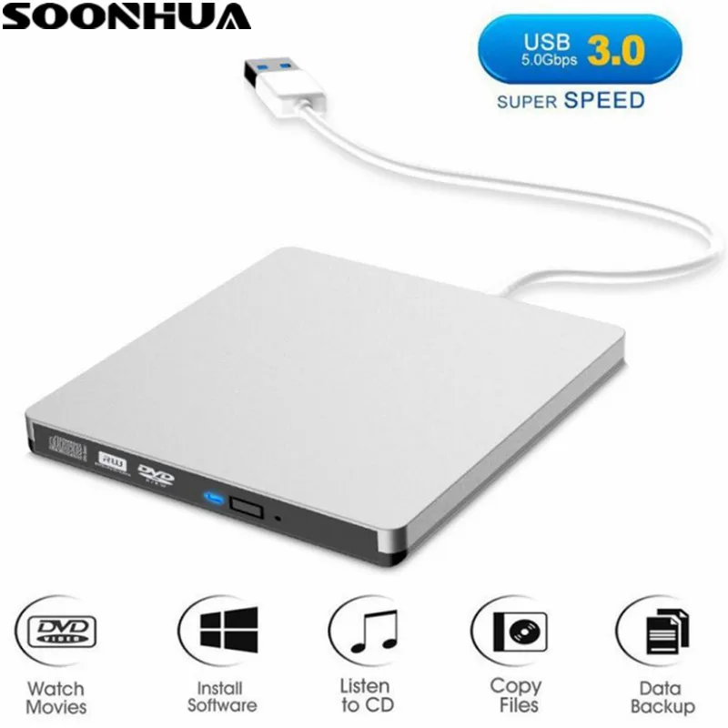 Ультратонкий DVD привод SOONHUA USB 3 0 внешний интерфейс проигрыватель CD для компьютера