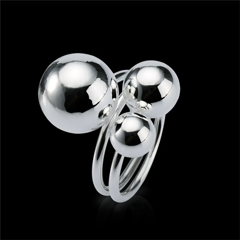Женское кольцо с тремя бусинами Будды серебро 925 пробы|fashion rings for women|rings womenring |