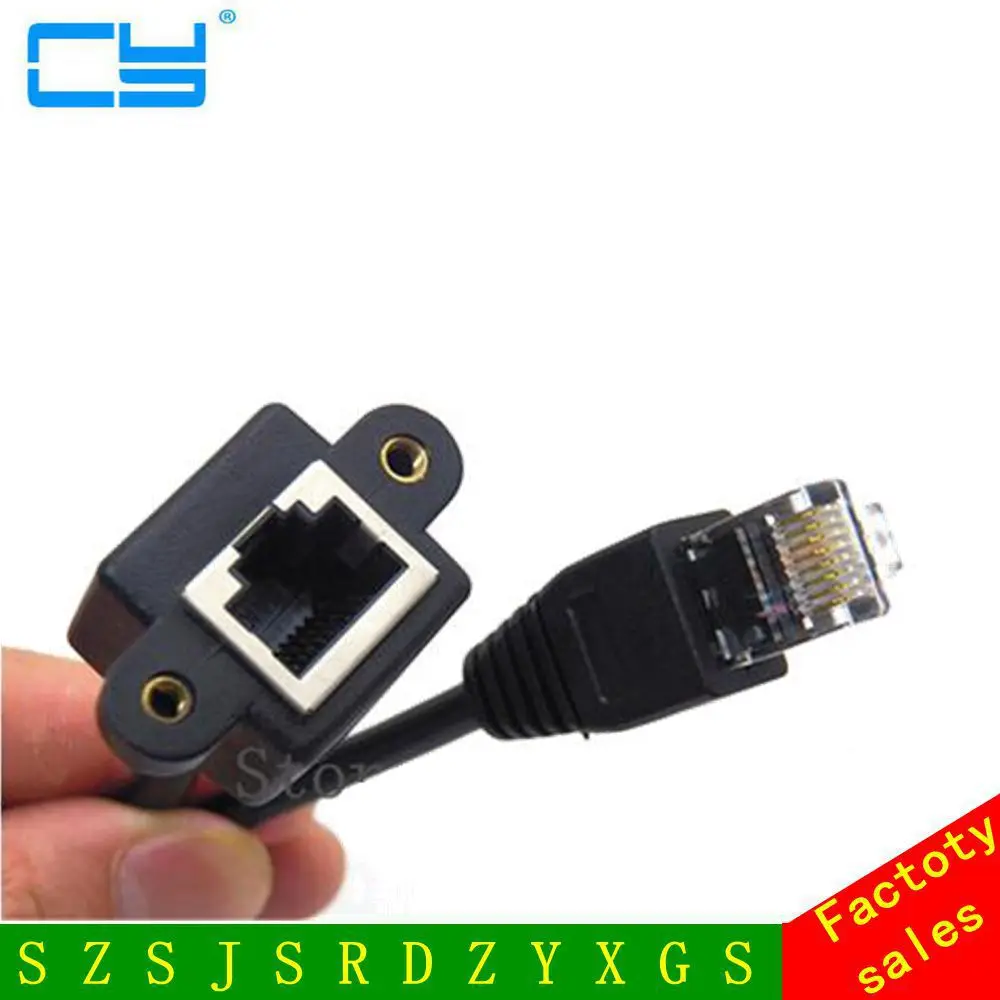 Черный 50 см RJ45 штекер гнездо Ethernet винт Панель Крепления LAN Сетевой удлинитель