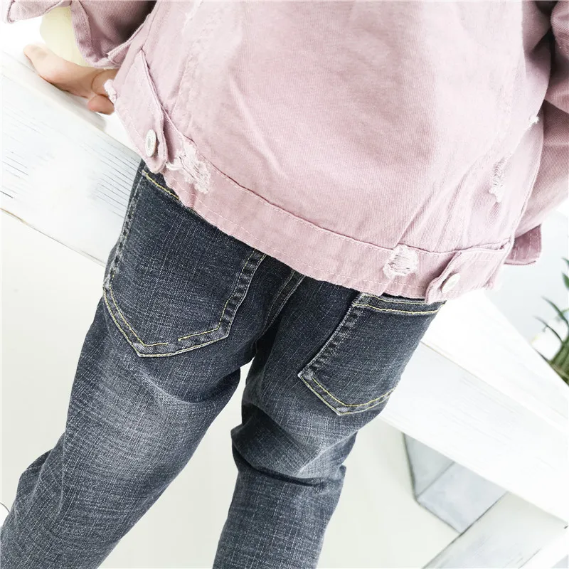 Осень 2018 новый стиль джинсы для девочек детская одежда брюки весенние детские