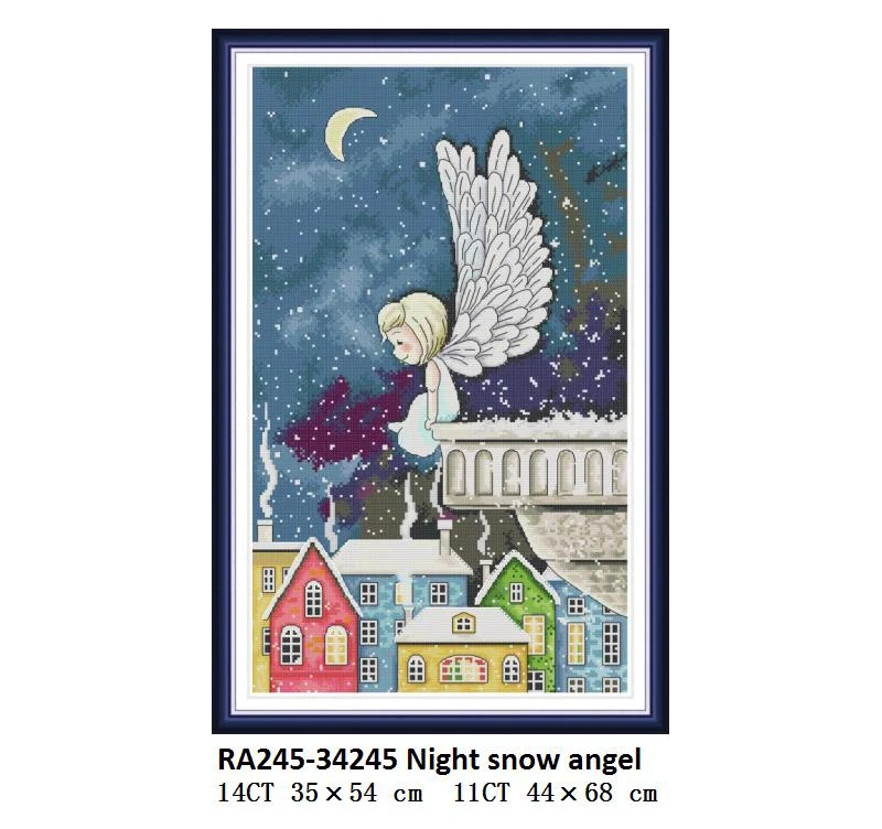 Joy Sunday Night Снежный крест с ангелами Набор для вышивания 14ct 11ct Счетный напечатанный холст DMC DIY Needlwork Aida Ткань Домашний декор