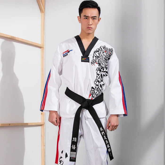 Новинка TKD Tae Kwon Do Korea V образный вырез для женщин и мужчин униформа WTF 160 190 см|tkd