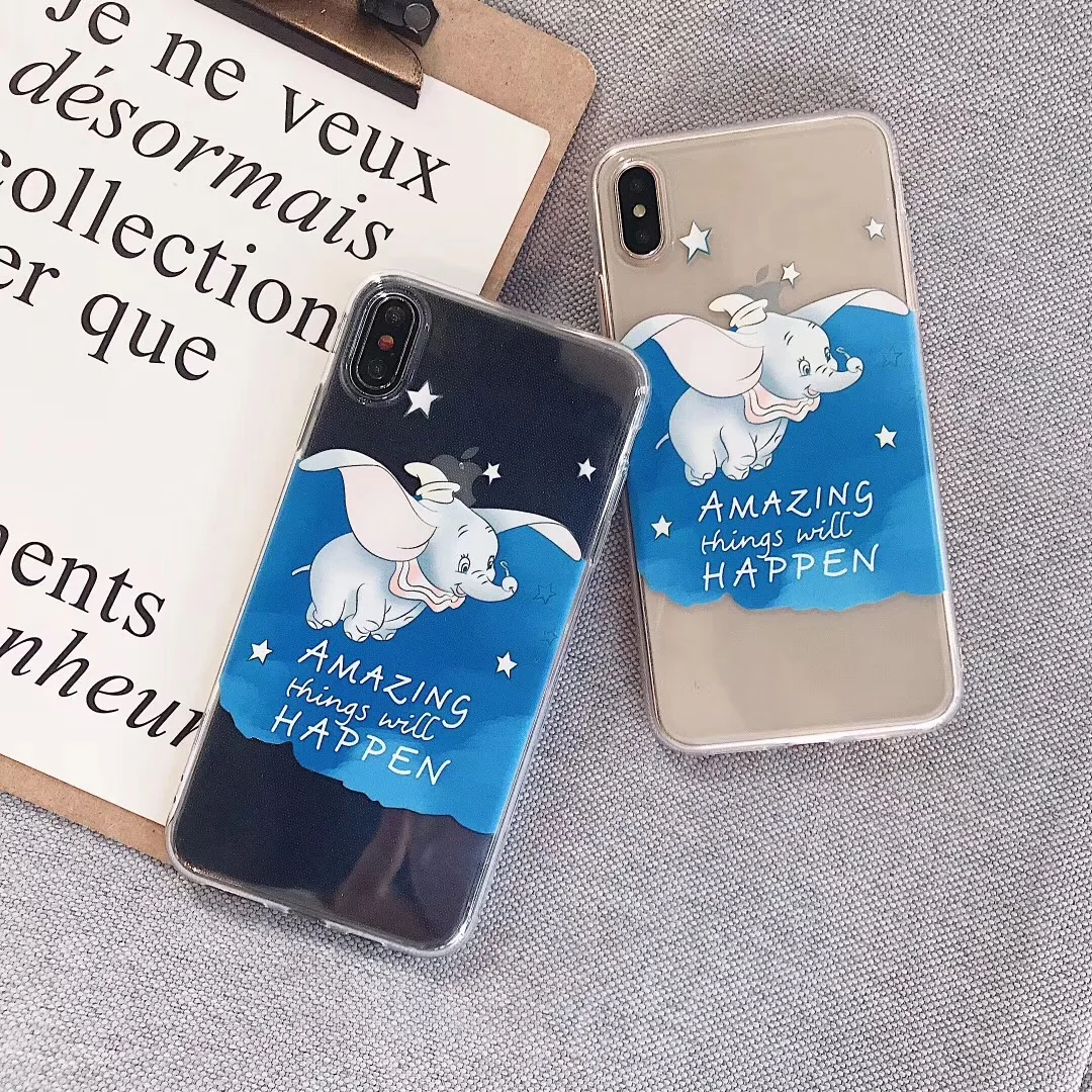 Чехол для iphone Xs MAX XR X 6 6s 7 8 plus с изображением слона из мультфильма забавная мягкая