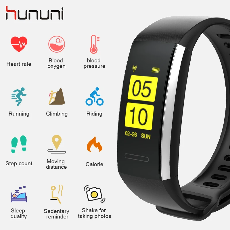 HUNUNI HI15 умный бизнес браслет IP67 фитнес-трекер кровяное давление монитор