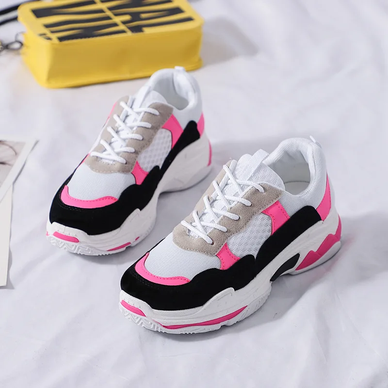 Fujin/Дизайнерская обувь Женская на плоской подошве Кроссовки толстой Прямая