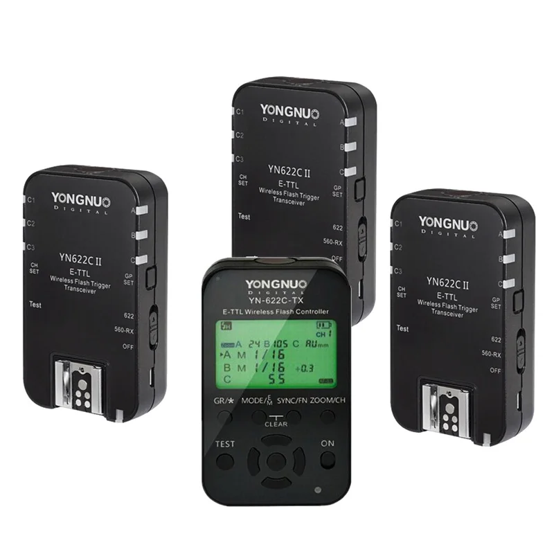 Беспроводной триггер Yongnuo 1/8000 + 3 шт. YN622C II беспроводной для вспышки 2 4G Canon 5DII III 1D IV