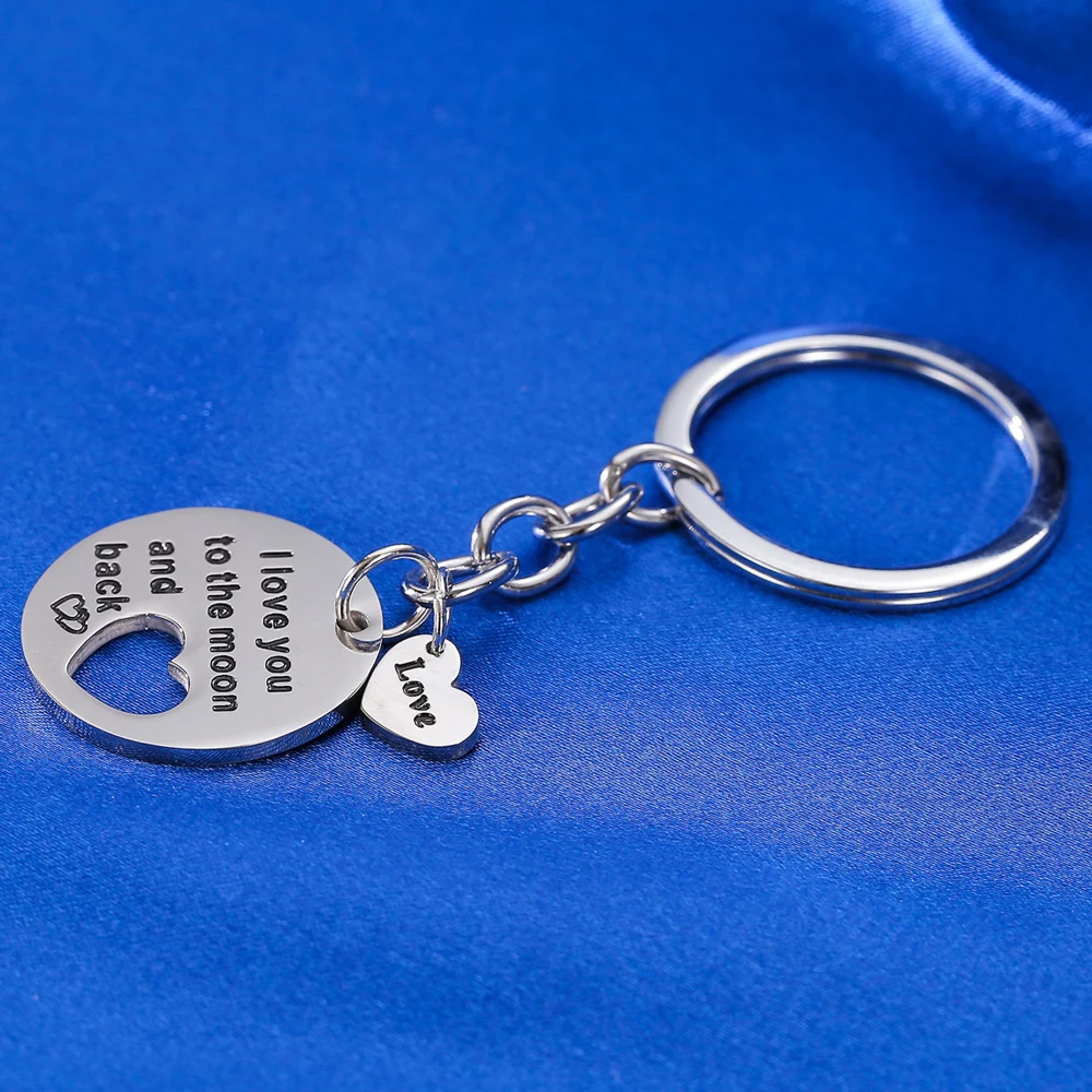 Брелок из нержавеющей стали с надписью I Love You To The Moon And Back Heart|heart keychain|couple keyringkeyrings