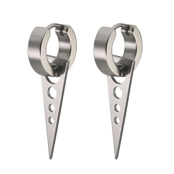 1 Pair Silver В стиле панк серьги для Для мужчин Для женщин Титан Сталь Треугольники серьги-гвоздики состояние Для мужчин t ювелирные изделия Хооп Серьги Для Пирсинга Ушей - Metal Color: 1 Pair Silver