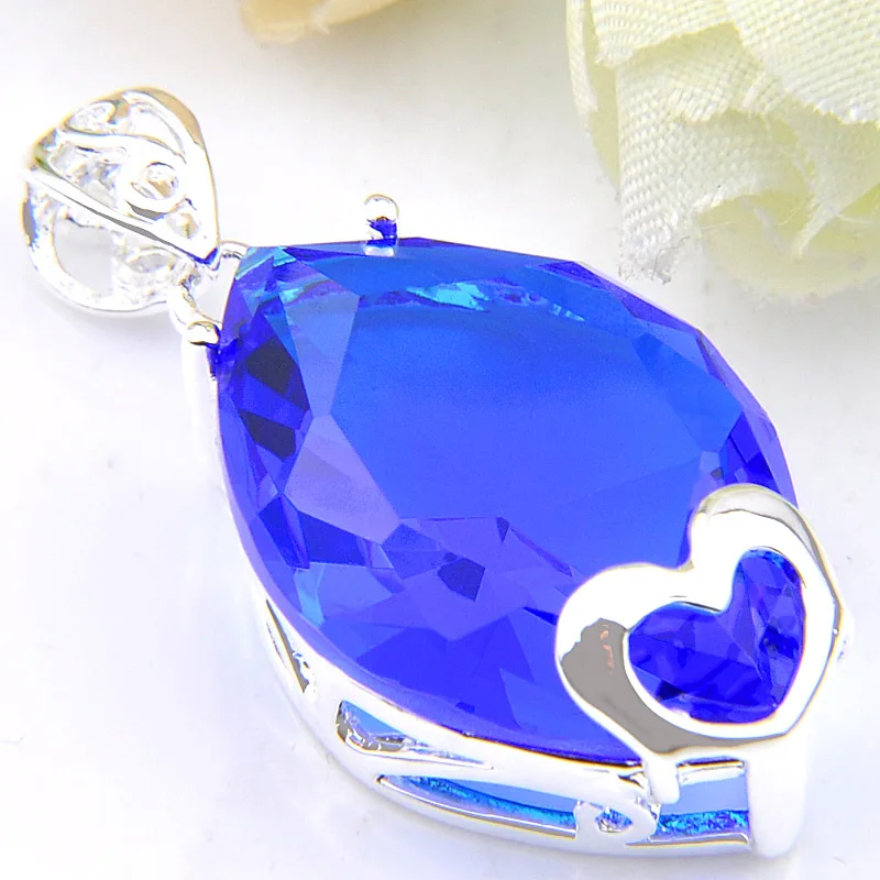 Акция от luckyshine серьги в виде сердца с серебряным покрытием огненные синие