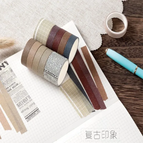 1 10 шт./компл. красочная лента washi японский Бумага DIY планировщик изоляционная лента клейкая наклейки с лентами Декоративные Канцелярские Ленты - Цвет: 1