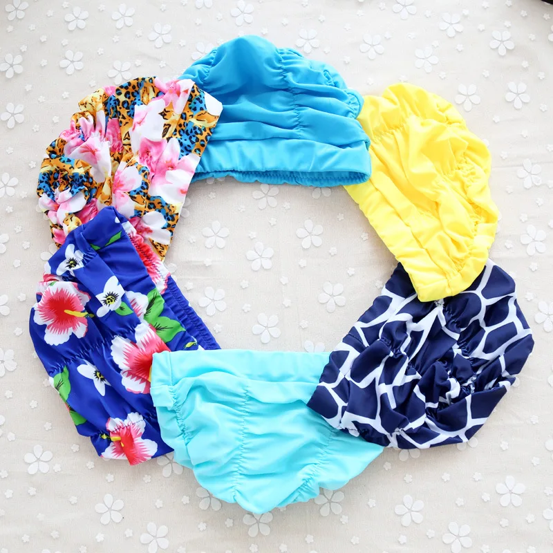 Одноцветное Для женщин Плавание ming Кепки для длинных волос Ruched бассейн шляпа